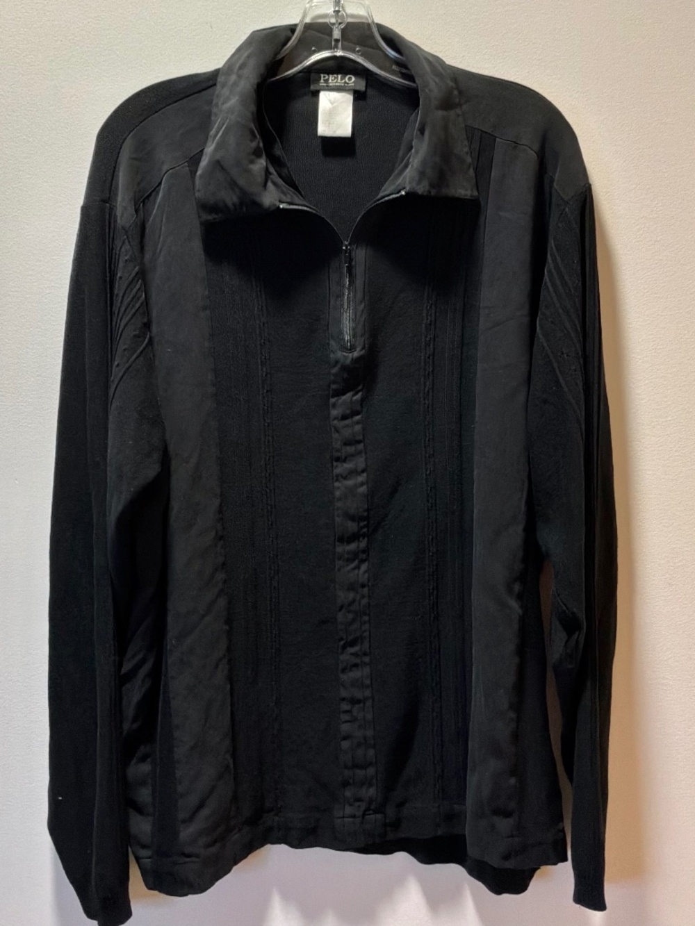 PELO Germany Vintage Dark Academia Black Goth Silk Blend Quarter Zip Pullover XL